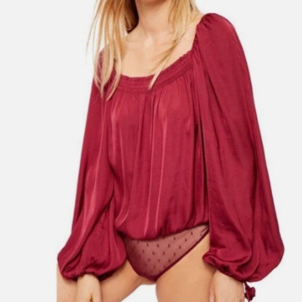 Intimately Free People Another Round Bodysuit, Burgundy, Size Med